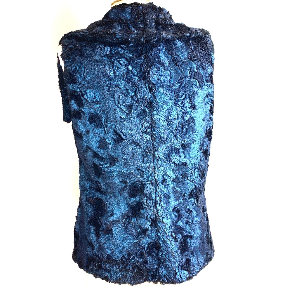 Katherine Barclay Cobalt Faux Fur Montreal Deep Blue Waterfall Vest Medium - Picture 14 of 16